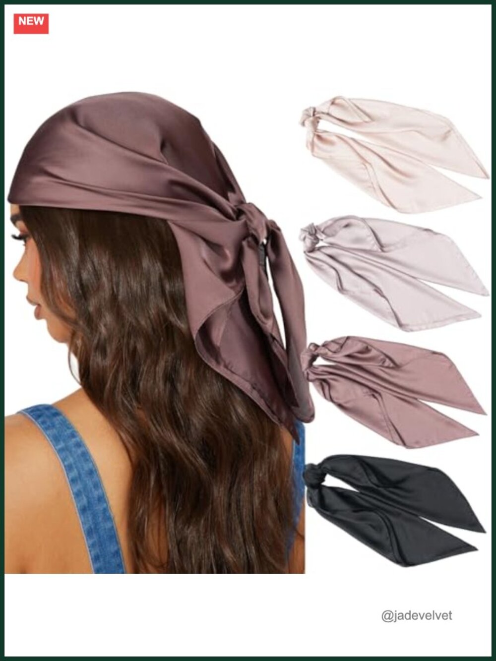 4 Pack Silk Satin Square Head Scarf Women Hair Kerchief Bandana